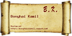 Bonyhai Kamil névjegykártya
